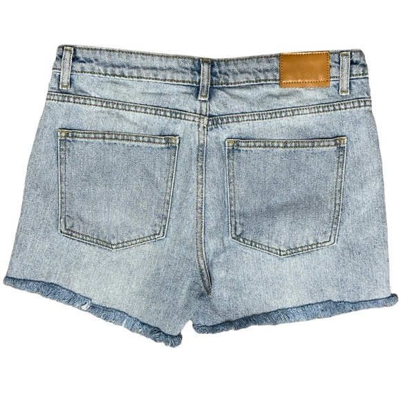 Avec Les Filles Designer Mid Rise‎ Distressed Jean Shorts Light wash Size 28 - Picture 2 of 5